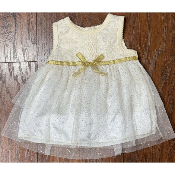NWOT Swiggles Size 2T American Princess Dress Girl Bow Gold Embellished Tulle - Picture 1 of 8